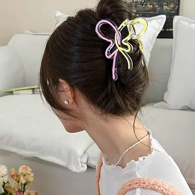 水中玉 渐变蝴蝶抓夹女森系后脑勺盘发鲨鱼夹夏季发卡头饰 发夹 女款