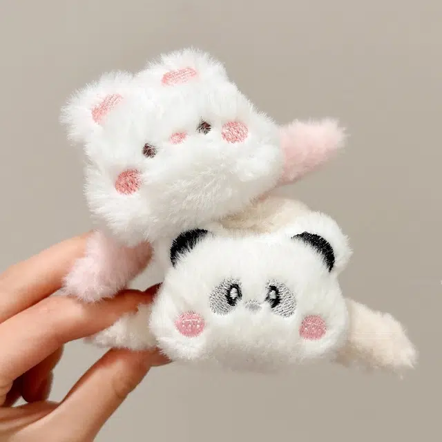 水中玉 可爱小熊毛绒抓夹盘发发卡后脑勺鲨鱼夹夹子头饰 亚克力 发夹 女款