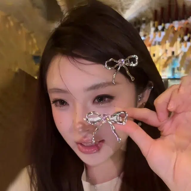 水中玉 蝴蝶结发卡侧边气质鸭嘴夹发饰#好运 合金 发夹 女款