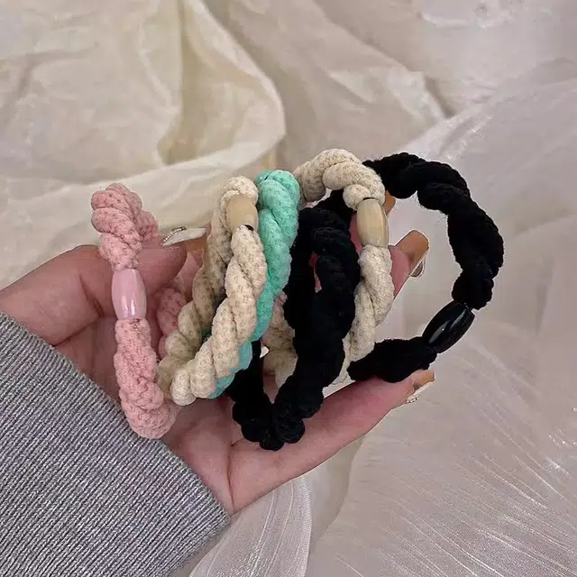 水中玉 简约麻花丸子头发绳扎头发马尾不塌皮筋高弹力耐用发圈头饰 布艺 头绳 女款
