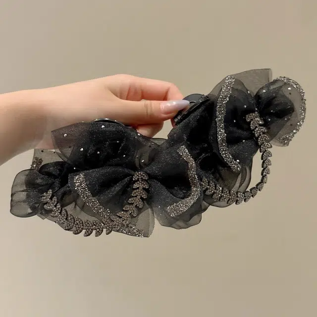 水中玉 高级感麦穗蝴蝶结头发抓夹后脑勺盘发大号鲨鱼夹子发卡头饰#好运 亚克力 发夹 女款