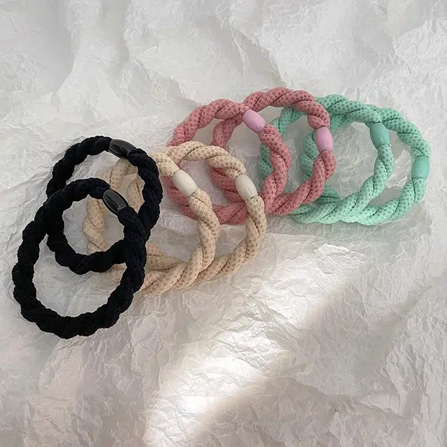 水中玉 简约麻花丸子头发绳扎头发马尾不塌皮筋高弹力耐用发圈头饰 布艺 头绳 女款