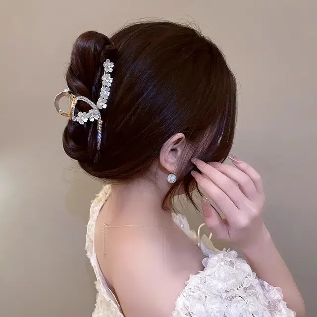 水中玉 花朵抓夹鲨鱼夹金属大号后脑勺夹子 发夹 女款