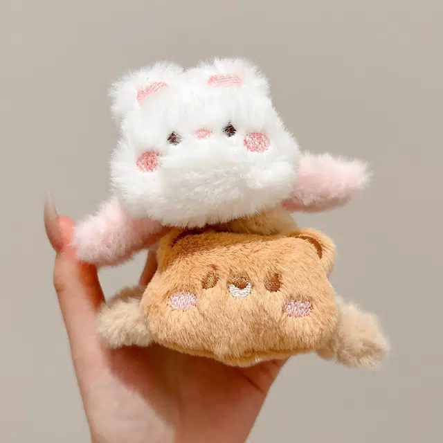 水中玉 可爱小熊毛绒抓夹盘发发卡后脑勺鲨鱼夹夹子头饰 亚克力 发夹 女款