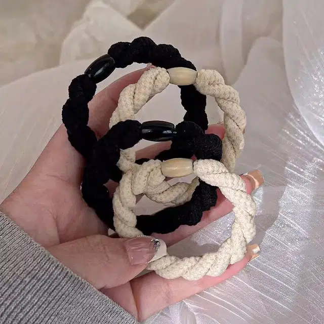 水中玉 简约麻花丸子头发绳扎头发马尾不塌皮筋高弹力耐用发圈头饰 布艺 头绳 女款