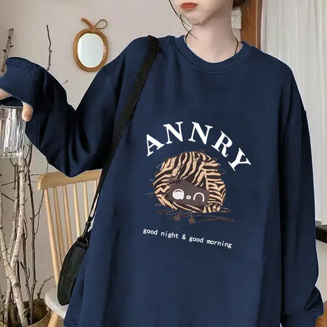 安之伴 韩系卡通秋冬加绒加厚舒适圆领宽松重磅百搭长袖卫衣 男女同款