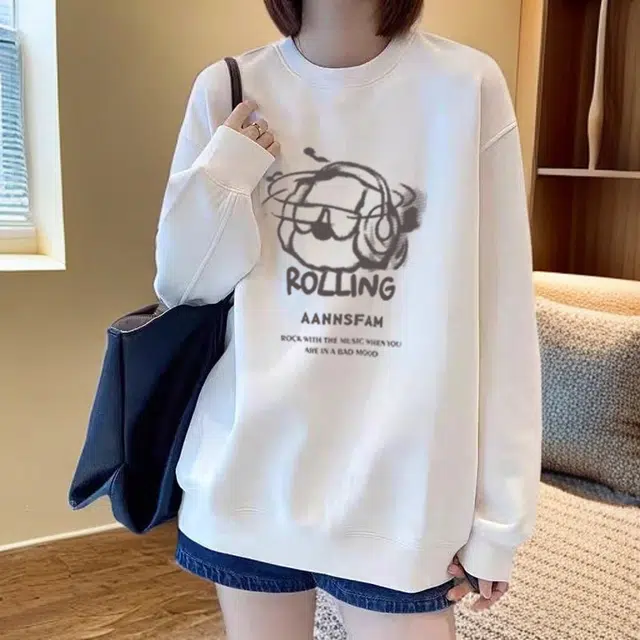 安之伴 美式学院风加绒加厚舒适宽松圆领重磅百搭长袖卫衣 男女同款