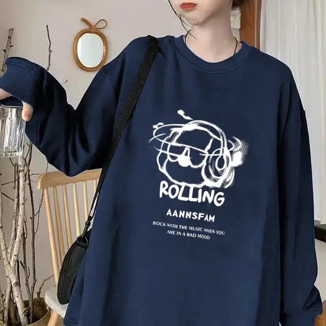 安之伴 美式学院风加绒加厚舒适宽松圆领重磅百搭长袖卫衣 男女同款