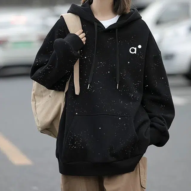 安之伴 潮流高级感满天星加绒加厚舒适宽松显瘦重磅百搭连帽卫衣 男女同款