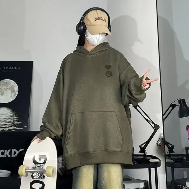 安之伴 连帽简约时尚潮牌加绒加厚舒适宽松显瘦百搭卫衣 男女同款