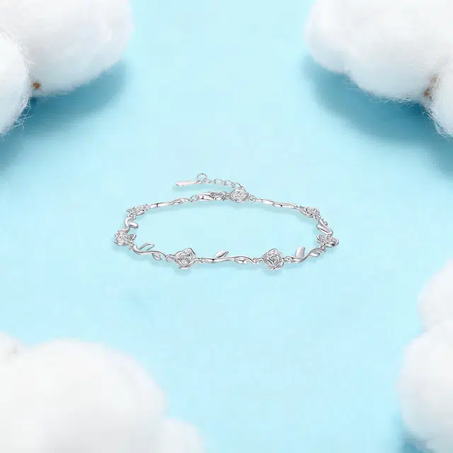 【纯银999 | 玫瑰花】 凤祥囍事 老凤祥 优雅浪漫温柔小众设计简约女生日常轻奢高级感经典百搭转运上岸通勤浪漫约会可调节 足银 手链 女款