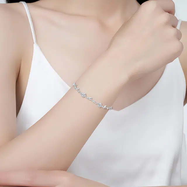 【纯银999 | 玫瑰花】 凤祥囍事 老凤祥 优雅浪漫温柔小众设计简约女生日常轻奢高级感经典百搭转运上岸通勤浪漫约会可调节 足银 手链 女款