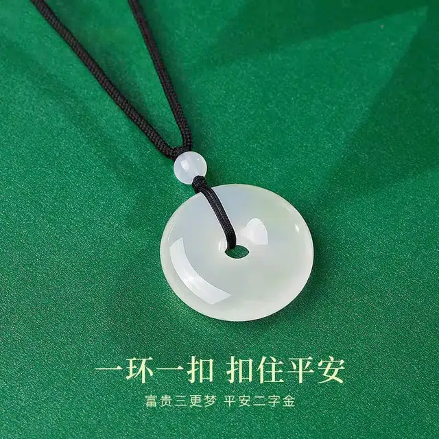 凤祥囍事 老凤祥 福满平安扣吊坠 招财纳福 转运上岸 时尚小众新中式 清冷高级设计极简百搭显气质优雅 #好运 玉髓 项链 男女同款情侣款