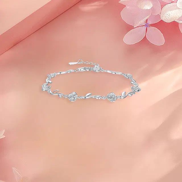 【纯银999 | 玫瑰花】 凤祥囍事 老凤祥 优雅浪漫温柔小众设计简约女生日常轻奢高级感经典百搭转运上岸通勤浪漫约会可调节 足银 手链 女款