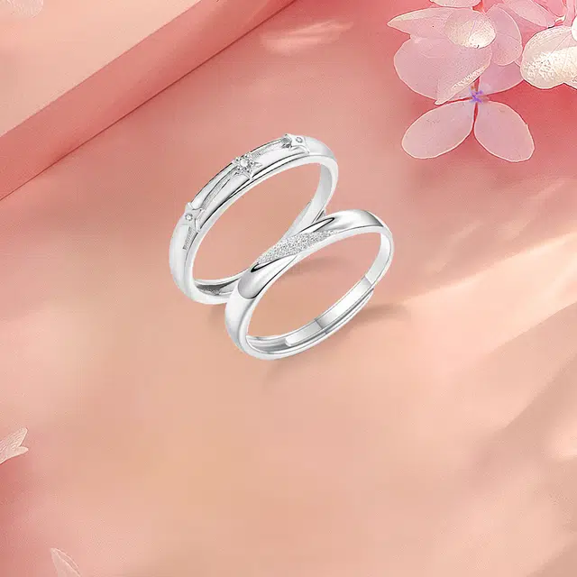 【纯银999】 凤祥囍事 老凤祥 经典百搭小众设计简约精致闪耀星河爱意满满学生日常轻奢甜蜜高级感开口可调节 足银 戒指一对 男女同款情侣款