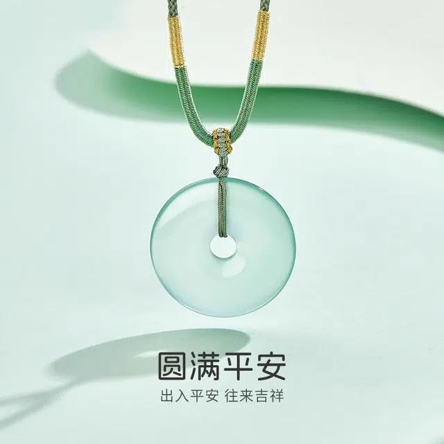 凤祥囍事 老凤祥 福运平安扣招财纳福转运上岸 时尚小众新中式 清冷高级设计极简百搭显气质优雅 #好运 玉髓 项链 男女同款情侣款