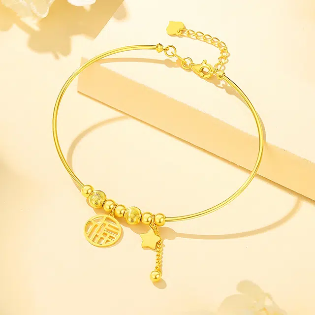 中国珠宝 金珠福牌手饰 简约设计感 时尚单品 小巧日常百搭 小众日常优雅贵气显气质 森系小清新 足金 按克计价 手链 女款