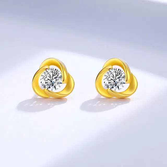 中国珠宝 三叶草 轻奢时尚高级感 小众设计 简约大气  小巧精致百搭 日常通勤显气质 森系甜美小清新 足金 一口价 耳钉 女款