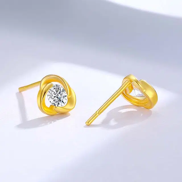 中国珠宝 三叶草 轻奢时尚高级感 小众设计 简约大气  小巧精致百搭 日常通勤显气质 森系甜美小清新 足金 一口价 耳钉 女款