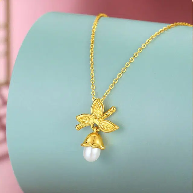 中国珠宝 铃兰花锁骨链 花容月貌 气质花朵 轻奢时尚高级感 小众设计  小巧精致日常通勤显气质 足金 一口价 项链 女款