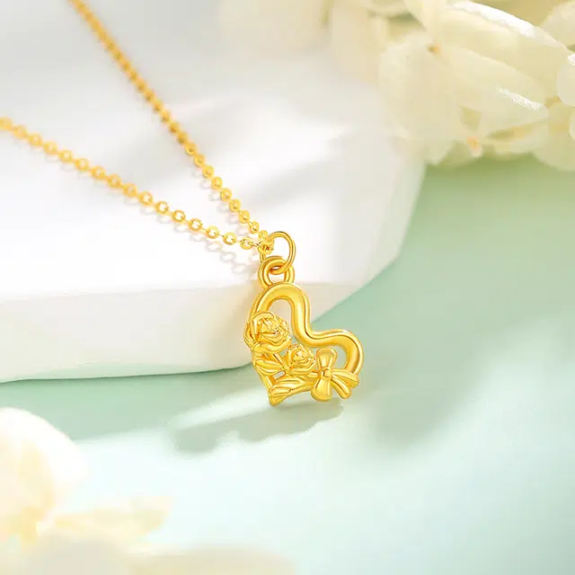 中国珠宝 心动玫瑰锁骨链 热恋玫瑰 永恒的爱 浪漫唯美 优雅轻奢 百搭高级感 贵气显气质 足金 按克计价 项链 女款