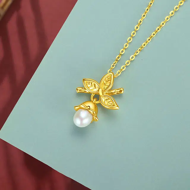 中国珠宝 铃兰花锁骨链 花容月貌 气质花朵 轻奢时尚高级感 小众设计  小巧精致日常通勤显气质 足金 一口价 项链 女款