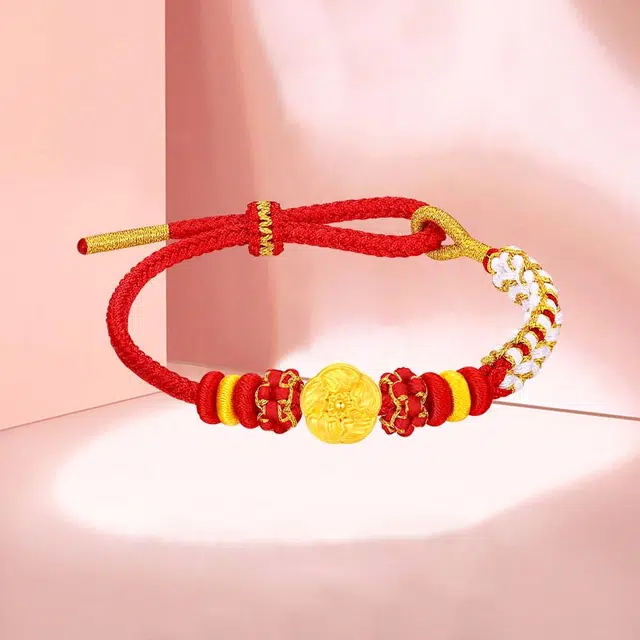 中国珠宝 繁华 浪漫花漾 梦幻莫奈花园精致轻奢高级感 秋日甜蜜恋爱仙气氛围感 爱心花环告白系列 足金 一口价 手链 女款