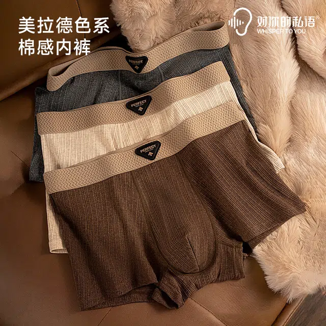 对你的私语 抑菌舒适中腰肌理平角内裤 男款 组合装
