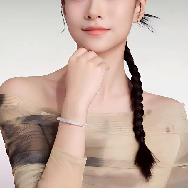 老福黄金 白月光美人荔枝冻手饰 纯洁清新甜美显白冷清典雅致古风汉服旗袍百搭#好运天然 玉髓 手镯 女款