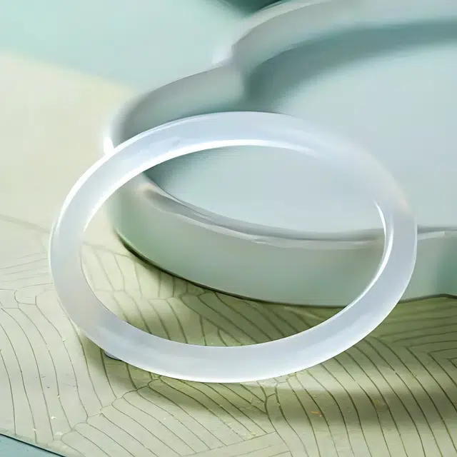 老福黄金 白月光美人荔枝冻手饰 纯洁清新甜美显白冷清典雅致古风汉服旗袍百搭#好运天然 玉髓 手镯 女款