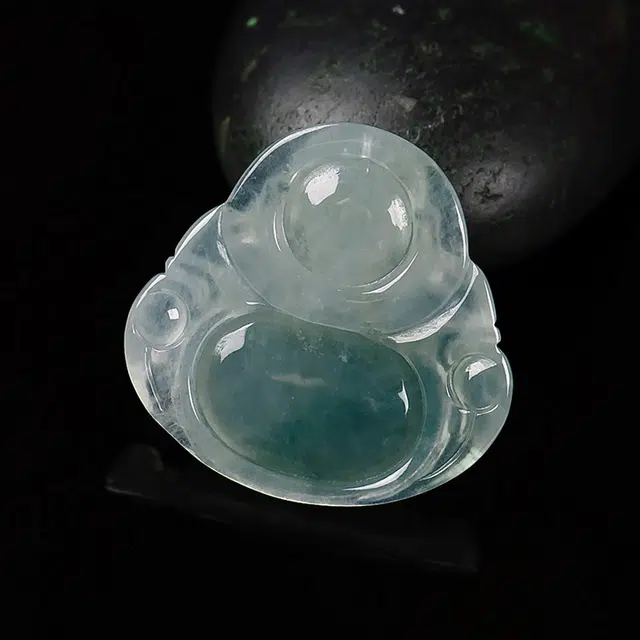 执福 雕工细致飘花佛公 冰种 翡翠吊坠 男女同款情侣款
