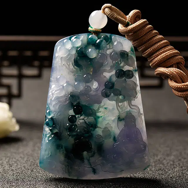 执福 常万亭｜大师工 紫罗兰参禅悟道 糯冰 翡翠吊坠 男女同款情侣款