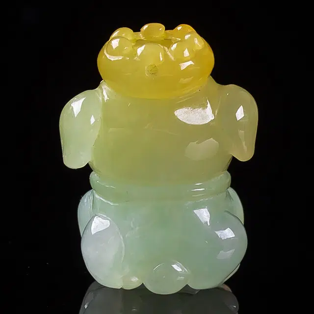执福 冰润黄翡旺财 糯冰 翡翠吊坠 男女同款情侣款