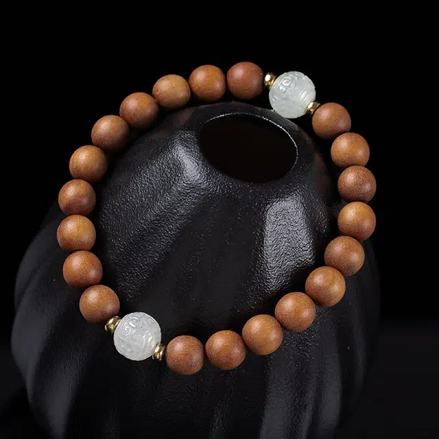 执福 冰润仿古珠 百搭 檀木 手串 男女同款情侣款