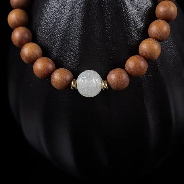 执福 冰润仿古珠 百搭 檀木 手串 男女同款情侣款
