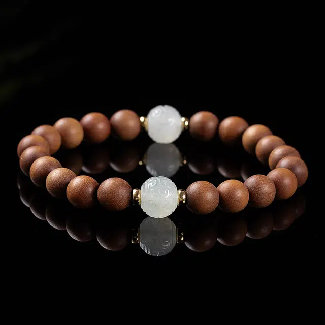 执福 冰润仿古珠 百搭 檀木 手串 男女同款情侣款