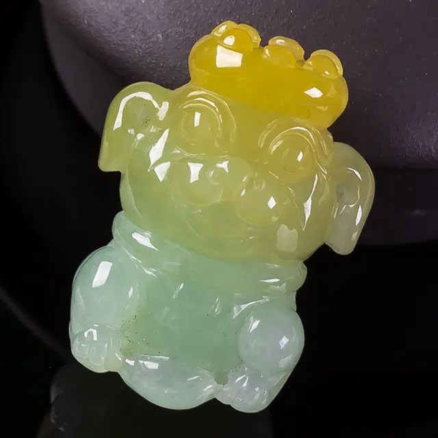 执福 冰润黄翡旺财 糯冰 翡翠吊坠 男女同款情侣款