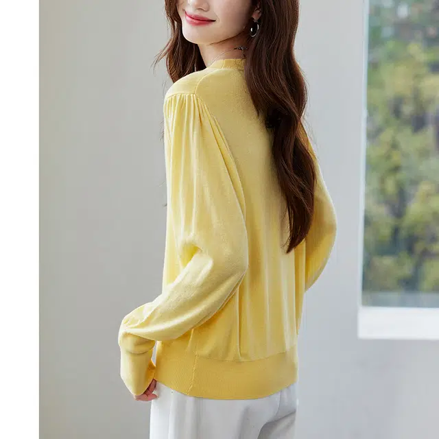 曲韩 长袖薄款宽松遮肚子超好看洋气针织衫 女款