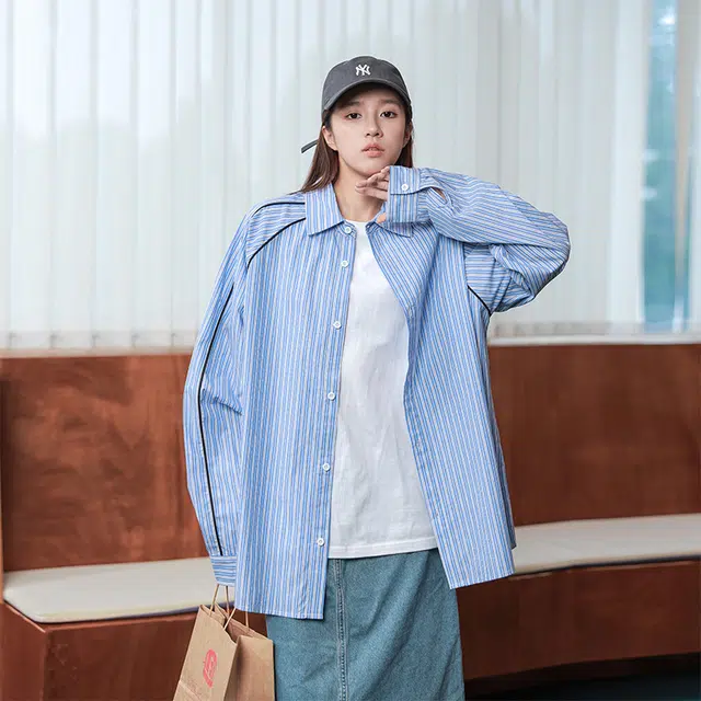 D&W Vintage Striped Shirt Jacket