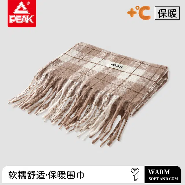 匹克 美拉德系氛围感高级时尚文艺格子 百搭加厚保暖手套 绒线围巾 男女同款情侣款