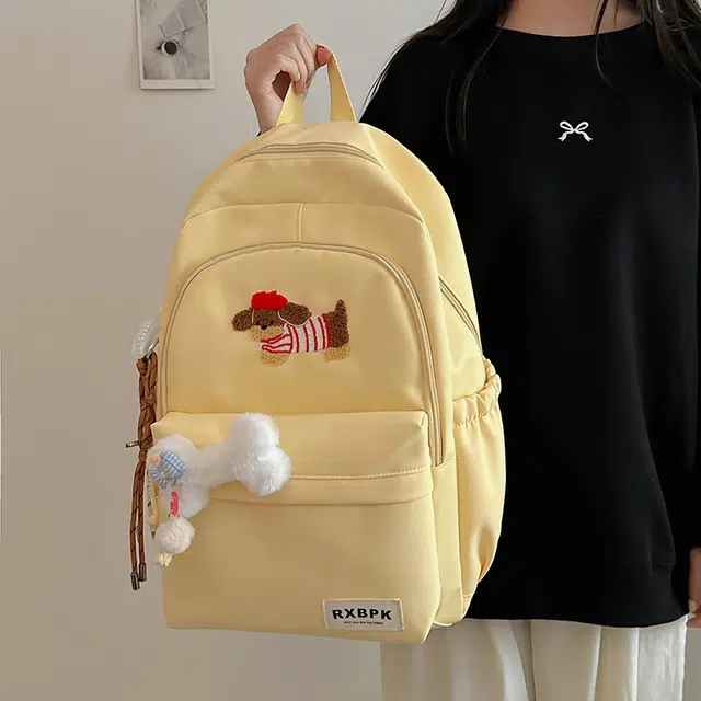 雅鹿 小众百搭设计大容量初高中大学生上课百搭设计简约洋气休闲可爱通勤潮流时尚 尼龙 双肩包 男女同款情侣款 黄色/白色/蓝色/黑色