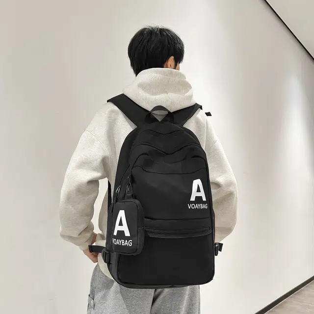 雅鹿 高颜值大容量百搭耐脏书包初高中大学生上课旅行男休闲运动背包 尼龙 双肩包 常规 男女同款情侣款 黑色/白色/灰色/卡其色