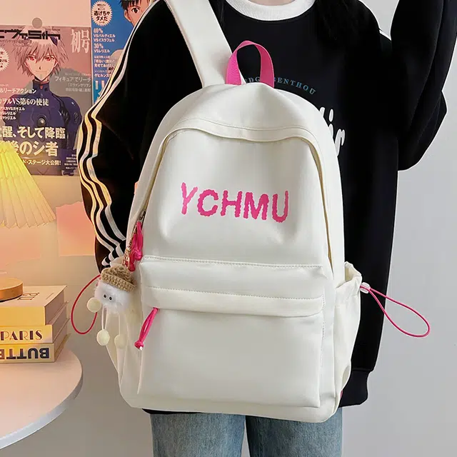 雅鹿 字母印花大容量初高中生大学生上课通勤日常轻便简约运动简约百搭休闲 尼龙 书包背包双肩包 男女同款情侣款 白色/黑色/黄色/蓝色
