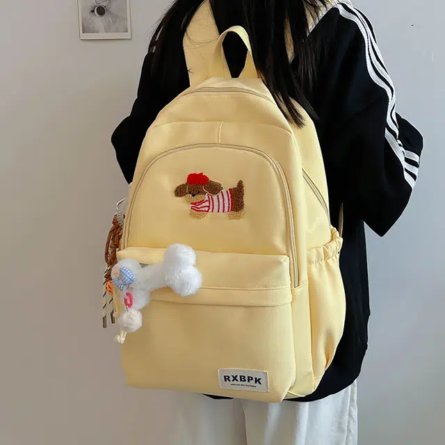 雅鹿 小众百搭设计大容量初高中大学生上课百搭设计简约洋气休闲可爱通勤潮流时尚 尼龙 双肩包 男女同款情侣款 黄色/白色/蓝色/黑色