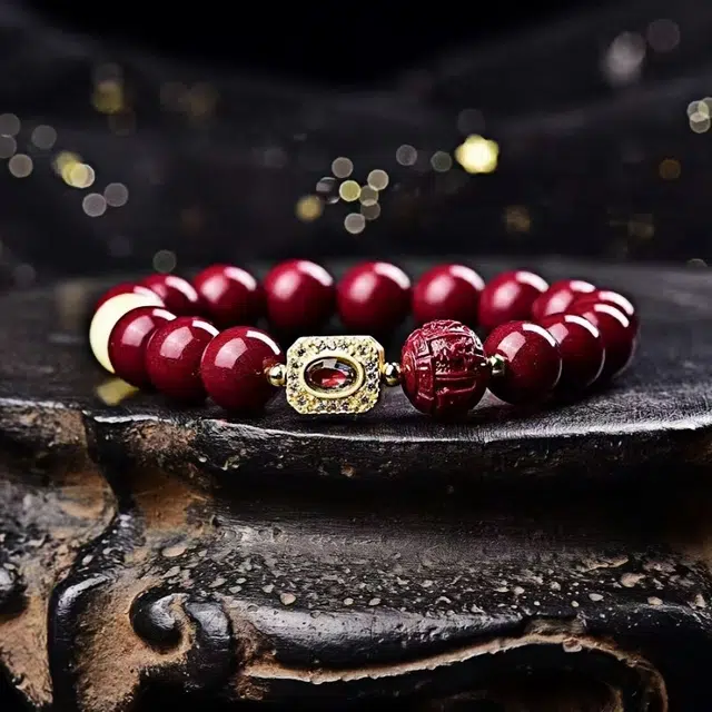 石在行 复古紫金砂单圈 平安转运纳福国潮新中式五福临门 好运 朱砂 手串 男女同款情侣款