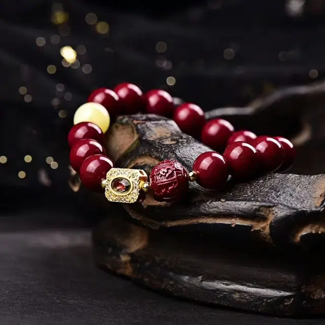 石在行 复古紫金砂单圈 平安转运纳福国潮新中式五福临门 好运 朱砂 手串 男女同款情侣款