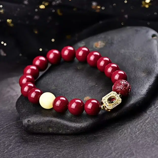 石在行 复古紫金砂单圈 平安转运纳福国潮新中式五福临门 好运 朱砂 手串 男女同款情侣款