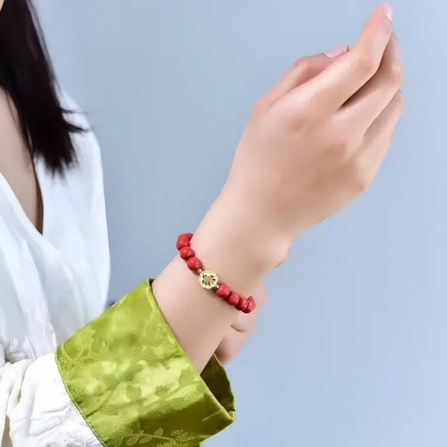 石在行 高含量 招财转运 平安纳财纳福 国潮复古 佛珠文玩盘玩#好运 朱砂 手串 男女同款情侣款
