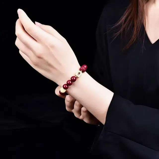 石在行 复古紫金砂单圈 平安转运纳福国潮新中式五福临门 好运 朱砂 手串 男女同款情侣款