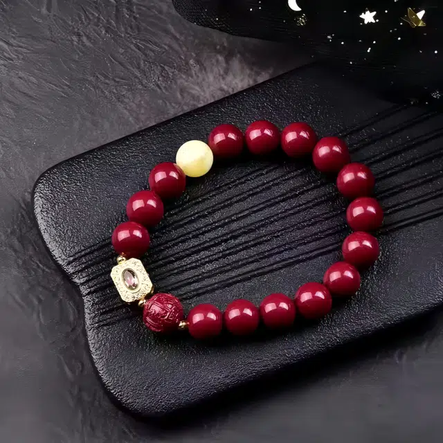 石在行 复古紫金砂单圈 平安转运纳福国潮新中式五福临门 好运 朱砂 手串 男女同款情侣款